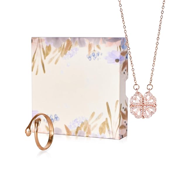 SALTY Anti Tarnish Fancy Clover Gift Box | Necklace, Earrings & Bracelet Jewellery Set for Women | Latest Stylish Minimal Jewelry Sets